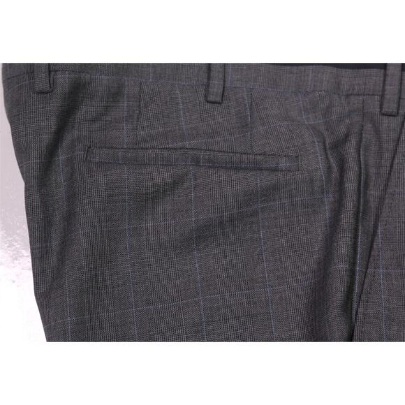 Moschino Gray Glen Plaid Flat Front Wool Slim Fit Dress Pants 38 New! - Picture 3 of 6